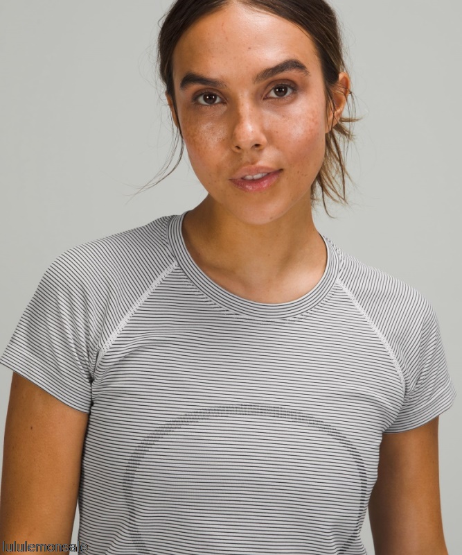 Lululemon Damen DELULU161 | Tempo Stripe White Swiftly Tech Kurzarmshirt 20